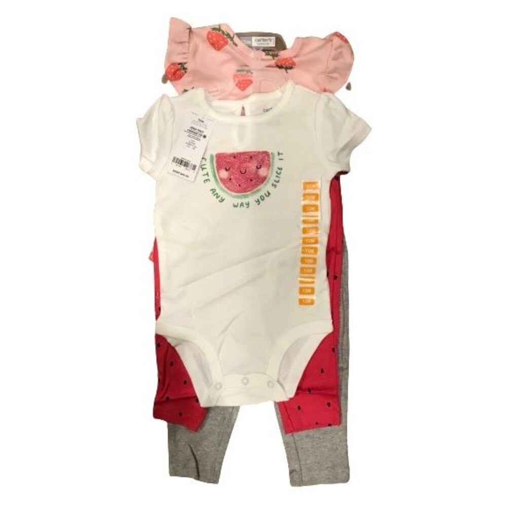 Girl's 12 Month Carters 4-piece Bodysuit Pant Set NEW